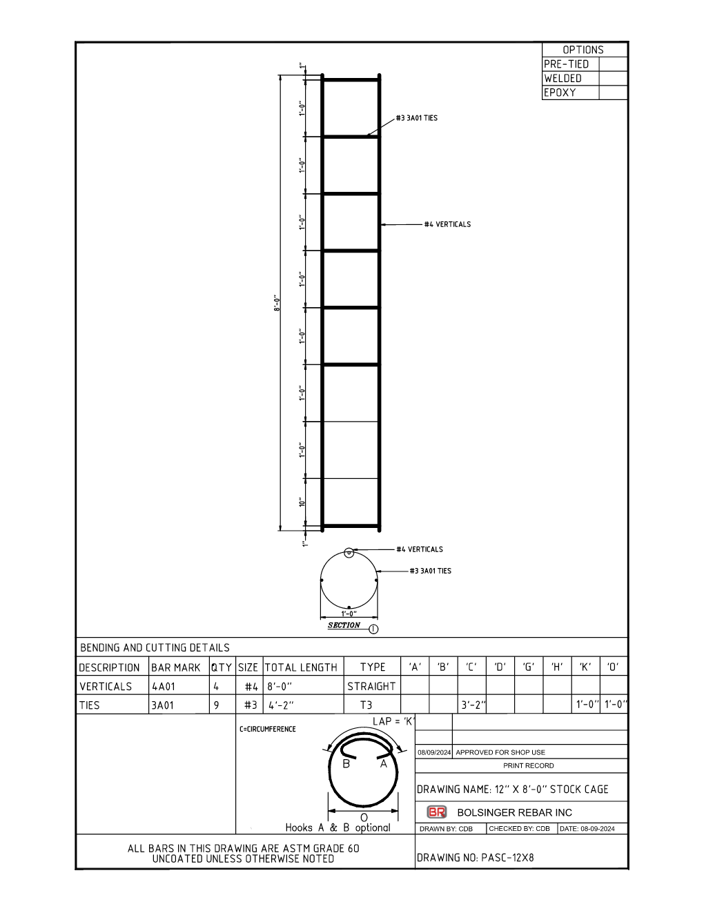 PASC-12X8- 12" x 8'-0" Stock Cage
