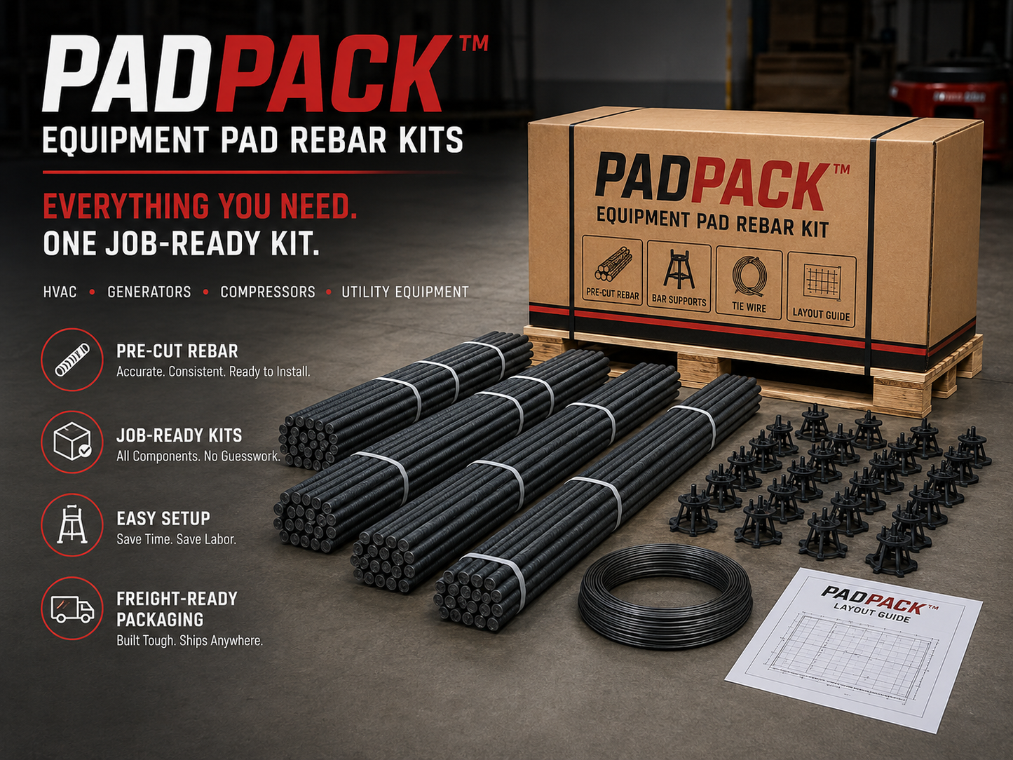 4' x 6' PadPack™ Equipment Pad Rebar Kit