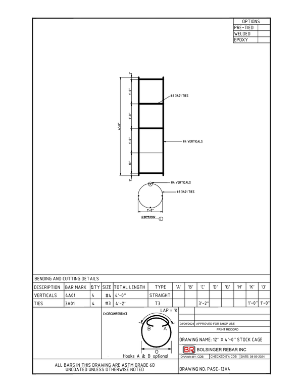 12” Rebar Pier Cage – 4 ft – Bolsinger Rebar Inc