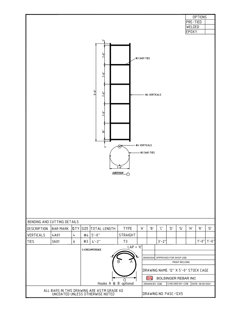 PASC-12X5- 12" x 5'-0" Stock Cage