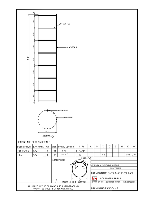 PASC-30X7- 30" x 7'-0" Stock Cage